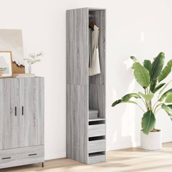 vidaXL Garderobe grå sonoma 30x50x200 cm konstruert tre