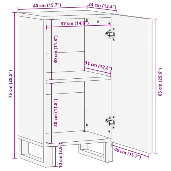 vidaXL skænk 40x34x75 cm massivt mangotræ
