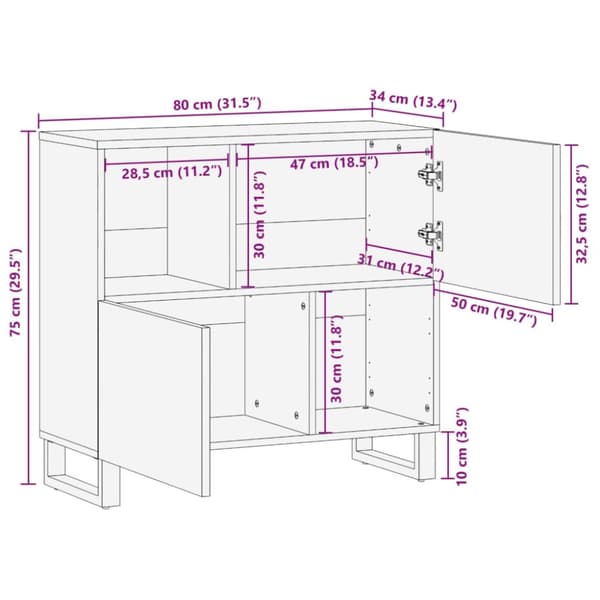 vidaXL Senkki 80x34x75 cm täysi akaasiapuu