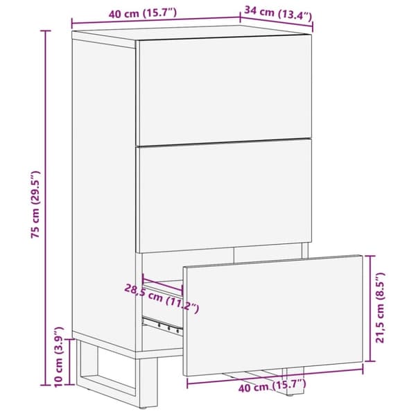 vidaXL Skänk 40x34x75 cm massivt akaciaträ