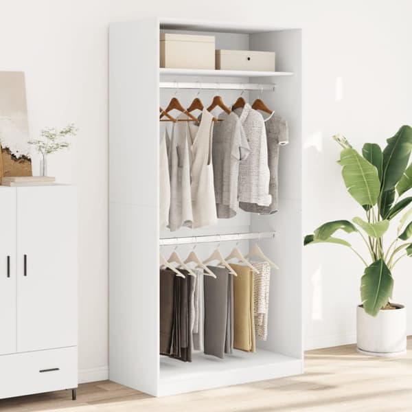 klædeskab 100x50x200 cm konstrueret træ hvid