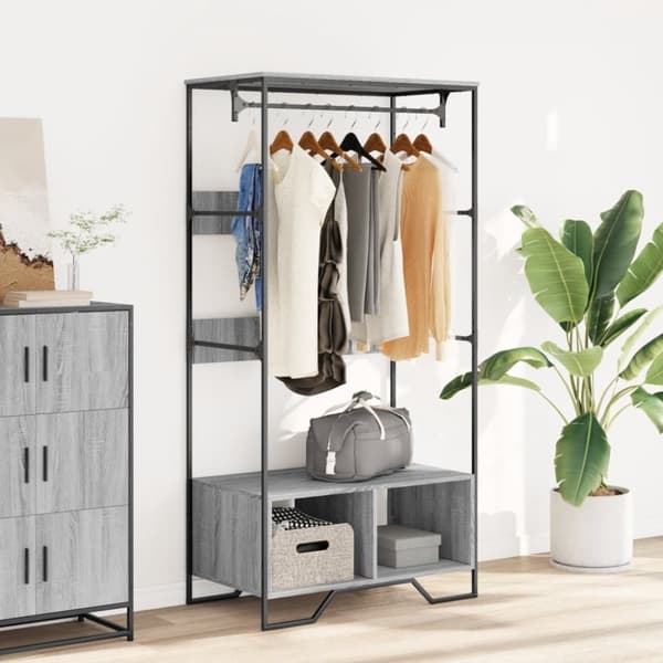 vidaXL Garderobe grå sonoma 90x50x180 cm konstruert tre