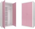 Miniatyrbillede 1 af 2: Børnegarderobe - 90x190x50 cm - hvid/lyserød - 2 døre