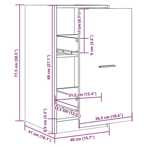 vidaXL Apotekskap betonggrå 40x41x77,5 cm konstruert tre