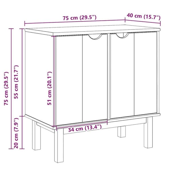 vidaXL entréskab OTTA 75x40x45 cm massivt fyrretræ