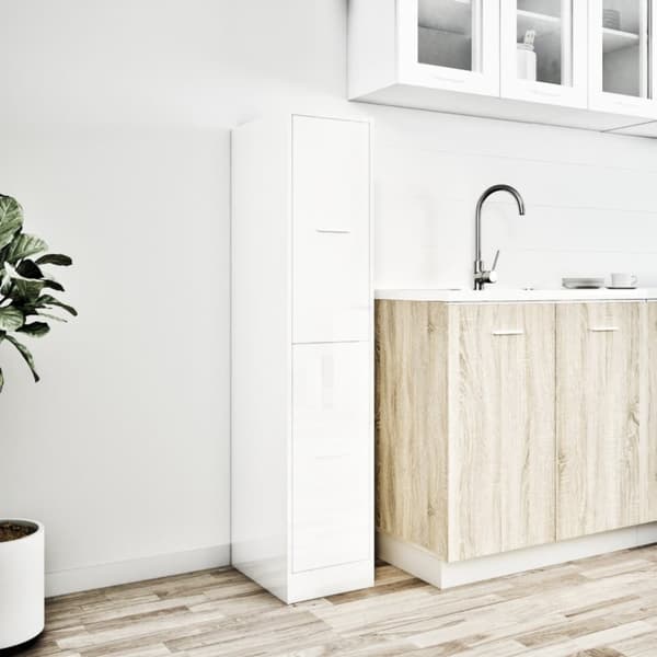 vidaXL Apotekskap høyglans hvit 30x41x144,5 cm sponplater