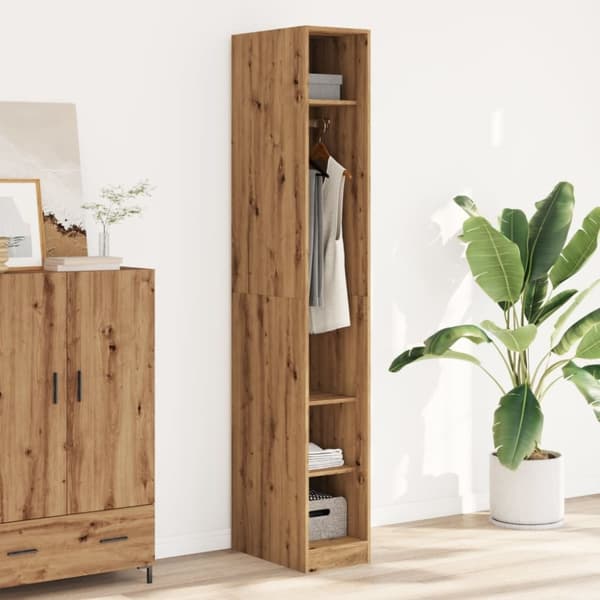 vidaXL Garderobe artisan eik 30x50x200 cm konstruert tre