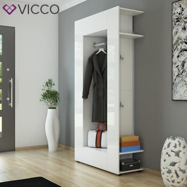 Vit Vicco Mats entréskåp, klädkammare, garderob, entrémöbel, klädhängare