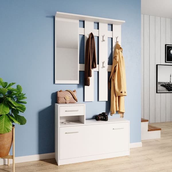 Vicco Billy vit klädhängare set, garderob, entrégarderob, kompakt garderob