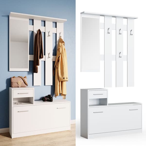 Vicco Billy vit klädhängare set, garderob, entrégarderob, kompakt garderob