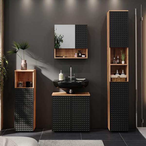 Armoire midisch Irma, 30x95cm, Antracit med prickar, Guld styrkeköp, Vicco
