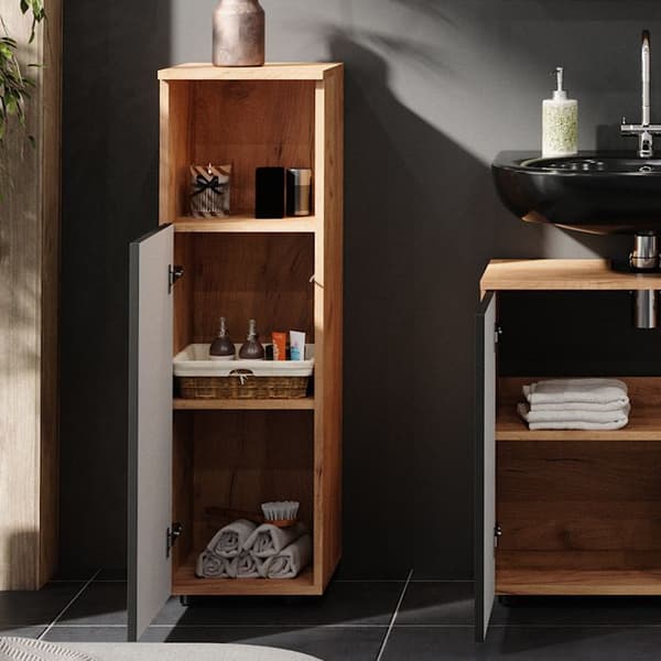 Armoire midisch Irma, 30x95cm, Antracit med prickar, Guld styrkeköp, Vicco