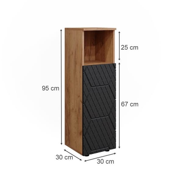 Armoire midisch Irma, 30x95cm, Anthracite randig, Guld ek, Vicco