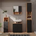 Miniatyrbild 4 av 6: Armoire midisch Irma, 30x95cm, Anthracite randig, Guld ek, Vicco