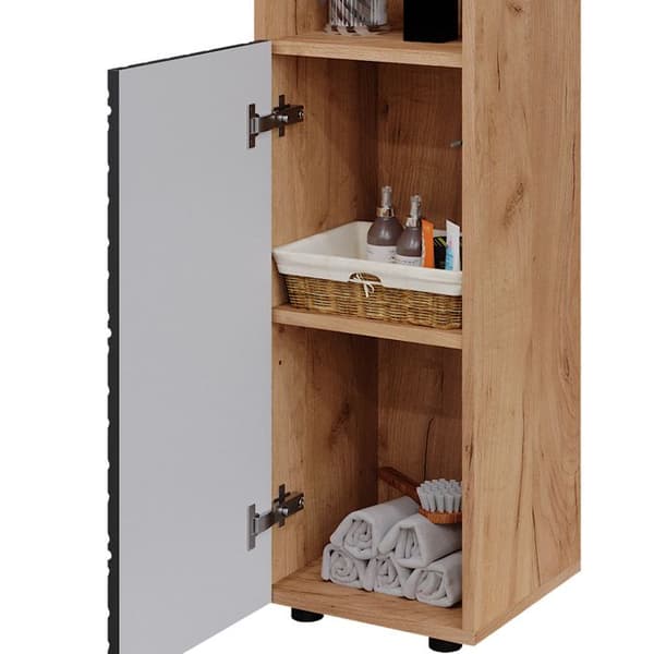 Armoire midisch Irma, 30x95cm, Anthracite randig, Guld ek, Vicco