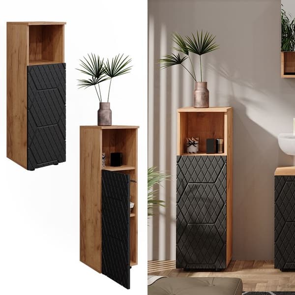 Armoire midisch Irma, 30x95cm, Anthracite randig, Guld ek, Vicco