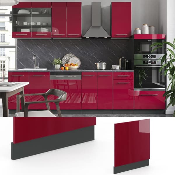 Fasad Berömmelse-Linje, 60cm utan PT, Röd bordeaux Hög glans, Antracit, Vicco