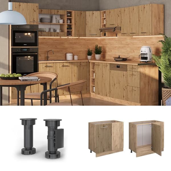 Konsolbord R-Line, 86 cm PT Marmor, Artisan-ek, Guldstark-ek, Vicco