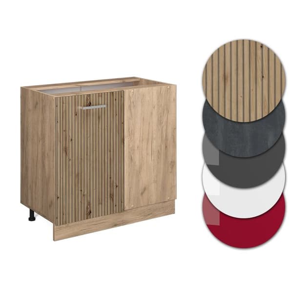 Konsolbord R-Line, 86 cm PT Marmor, Artisan-ek, Guldstark-ek, Vicco