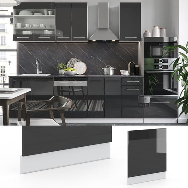 Façade Fame-Line, 60 cm utan PT, Antracit hög glans, Vit, Vicco