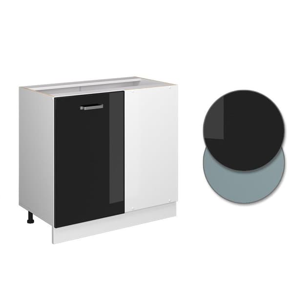Hörn möbel R-Line, 86 cm, PT Ek, Svart hög glans, Vit, Vicco