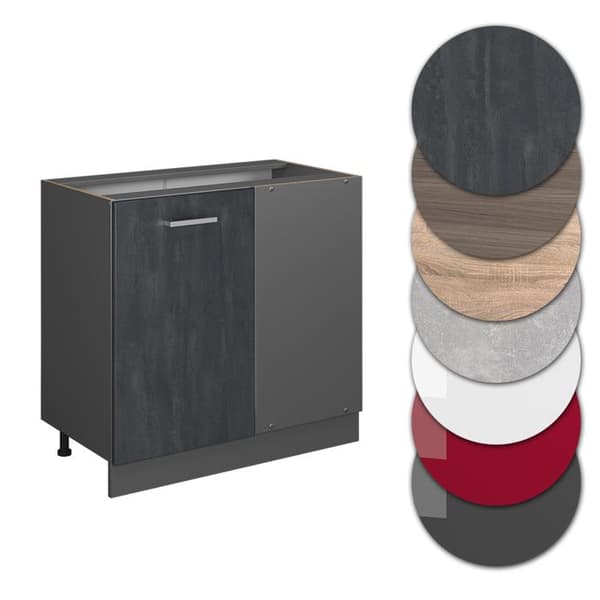 Hörnmöbel R-Line, 86 cm PT Marmor, Svart betong, Antracit, Vicco
