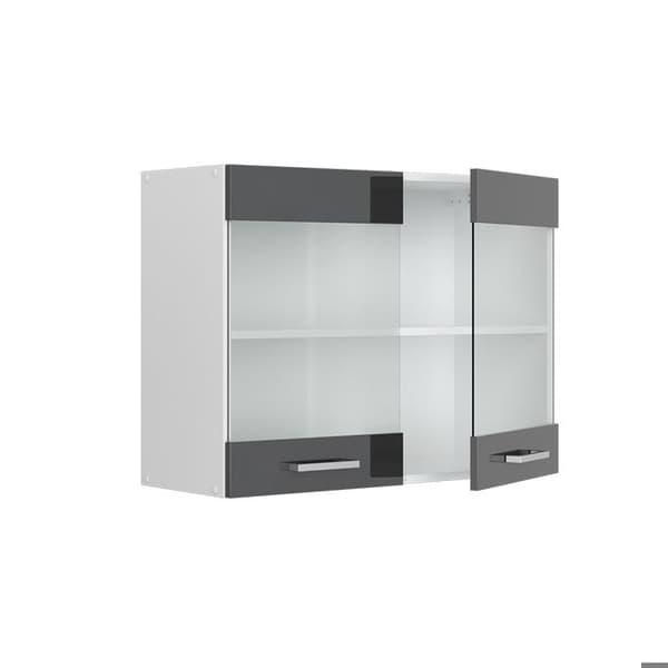 R-Line universal hängande skåp, 80 cm med glasdörrar, antracit Högglans, Vicco