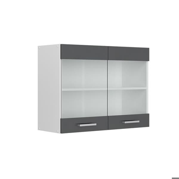 R-Line universal hängande skåp, 80 cm med glasdörrar, antracit Högglans, Vicco