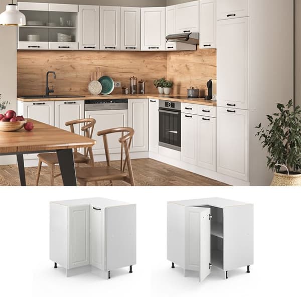 Hörn möbel R-Line, 75,6 cm, PT Ek, Vit lantligt, Vit, Vicco