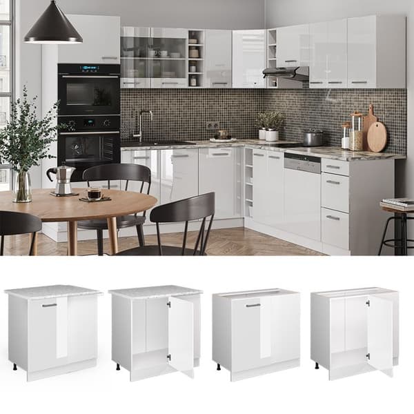 Hörnsoffbord R-Line, 86cm, PT Ek, Vit högglans, Vit, Vicco