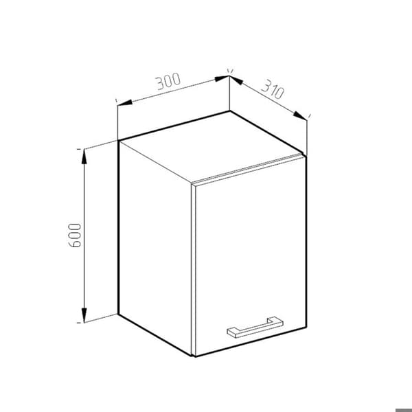 R-Line universal hängande skåp, 30 cm med dörr, antracit Högglans, Vicco