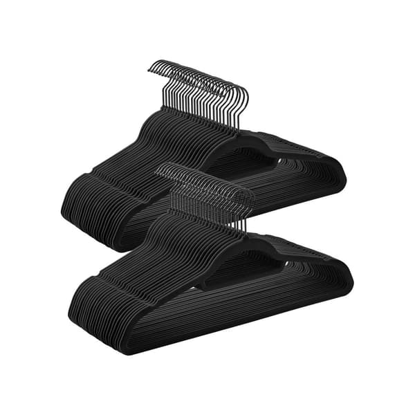 Rootz 50 Pack Velvet vaateripustimet - Musta - Vaatekaapin järjestäjä - Tilaa säästävä - 43,5 cm x 22,5 cm - 3,9 kg - 5 kg Kapasiteetti