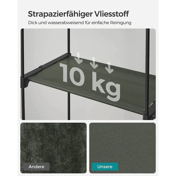 Rootz Tyg Garderob Organizer - Bärbar garderob - Non-Woven förvaringssystem - Sage Green - 43cm x 140cm x 174cm