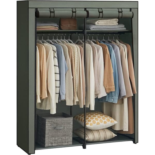 Rootz Tyg Garderob Organizer - Bärbar garderob - Non-Woven förvaringssystem - Sage Green - 43cm x 140cm x 174cm