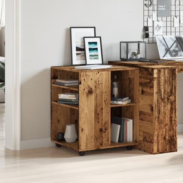 vidaXL Rulleskap gammelt tre 60x53x72 cm konstruert tre