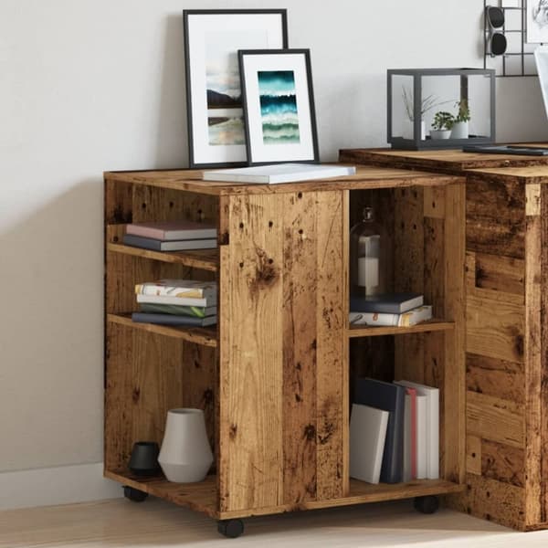vidaXL Rulleskap gammelt tre 60x53x72 cm konstruert tre