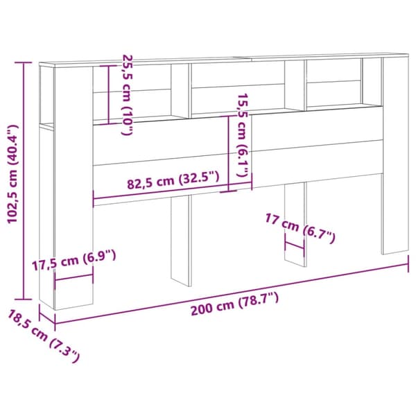 vidaXL Päätylevykaappi vanha puu 200x18,5x102,5 cm tekninen puu