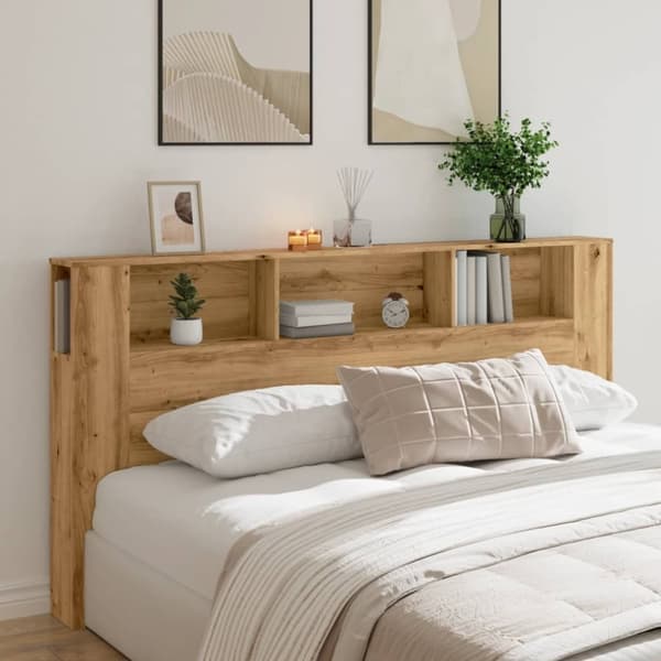 vidaXL Hodegavl med hyller artisan eik 200x19x103,5 cm konstruert tre