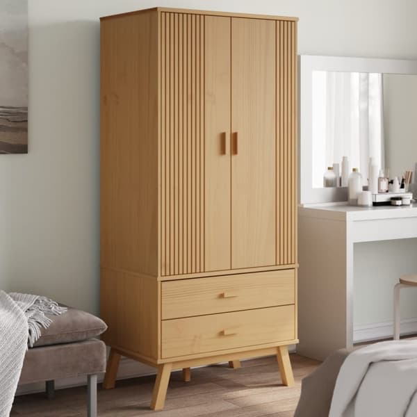 Garderob OLDEN brun 76,5x53x172 cm massiv furu
