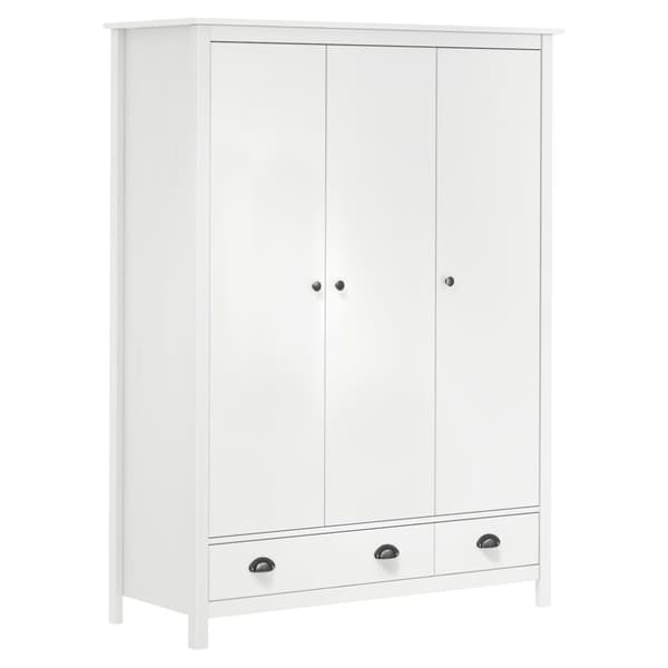 Garderob 3 dörrar Hill vit 127x50x170 cm massiv furu