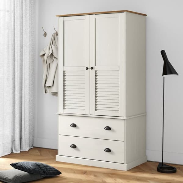 Klädskåp VIGO vit 90x55x176 cm massiv furu