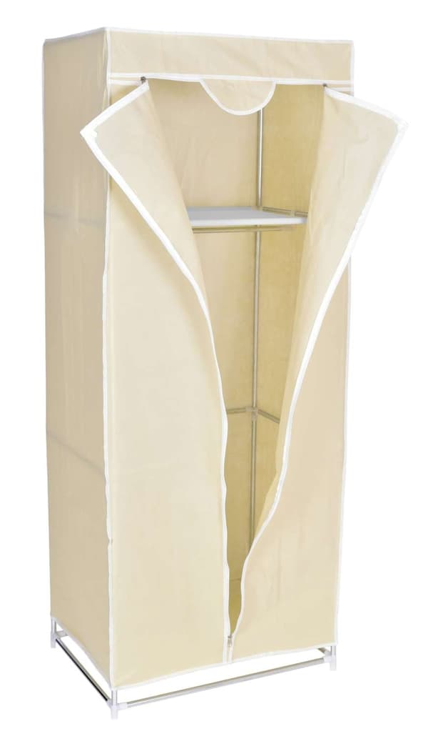 Fela textilgarderob med hylla - beige