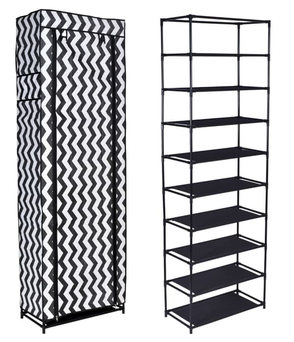 Lea textil skoskåp - zebra