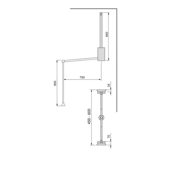 Fällbar garderob - Emuca - 7086111 - Justerbar 450-600 mm - Kromat finish - Belastning 12 kg
