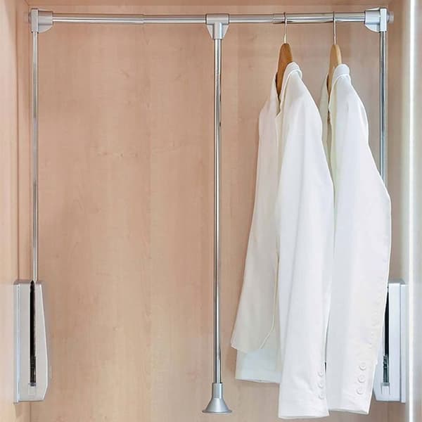 Fällbar garderob - Emuca - 7086111 - Justerbar 450-600 mm - Kromat finish - Belastning 12 kg