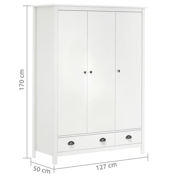 Garderob 3 dörrar Hill vit 127x50x170 cm massiv furu