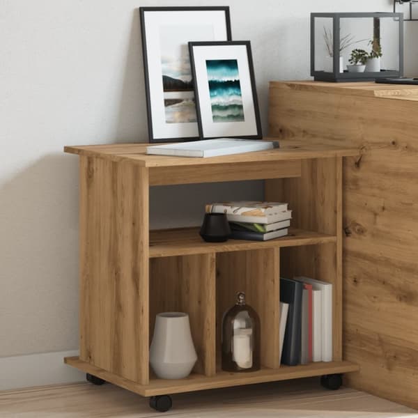 vidaXL Rulleskap artisan eik 60x53x72 cm konstruert tre