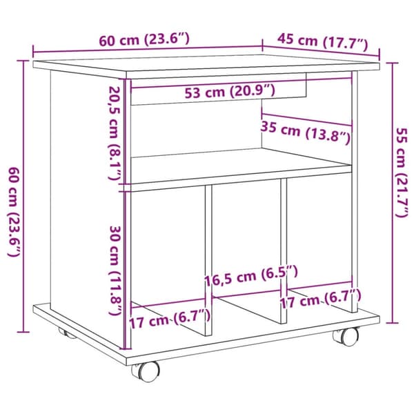 vidaXL Kaappi pyörillä vanhaa puuta 60x45x60 cm lastulevy