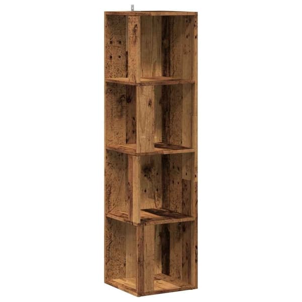 vidaXL Hjørneskap gammelt tre 33x33x132 cm konstruert tre