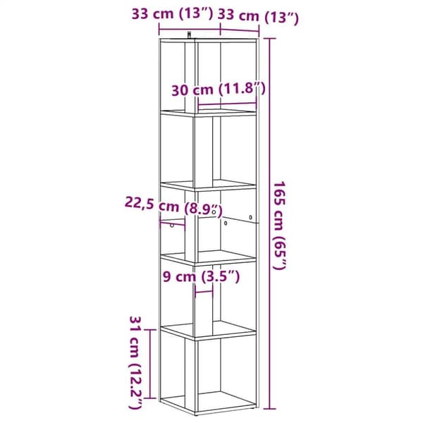 vidaXL Hjørneskap gammelt tre 33x33x165 cm konstruert tre